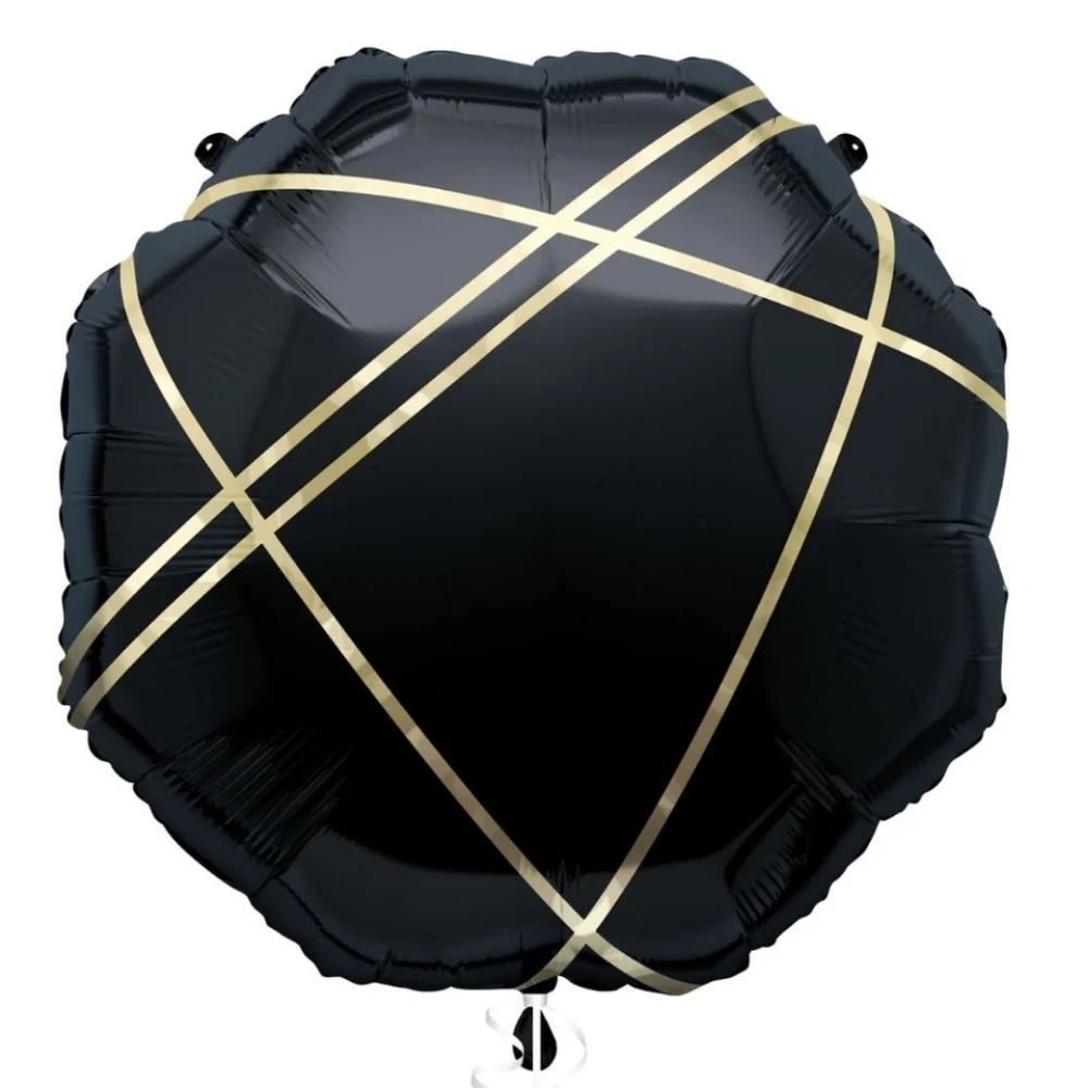 Unique Black and Gold Stripe Octagonal Shaped Foil Balloon